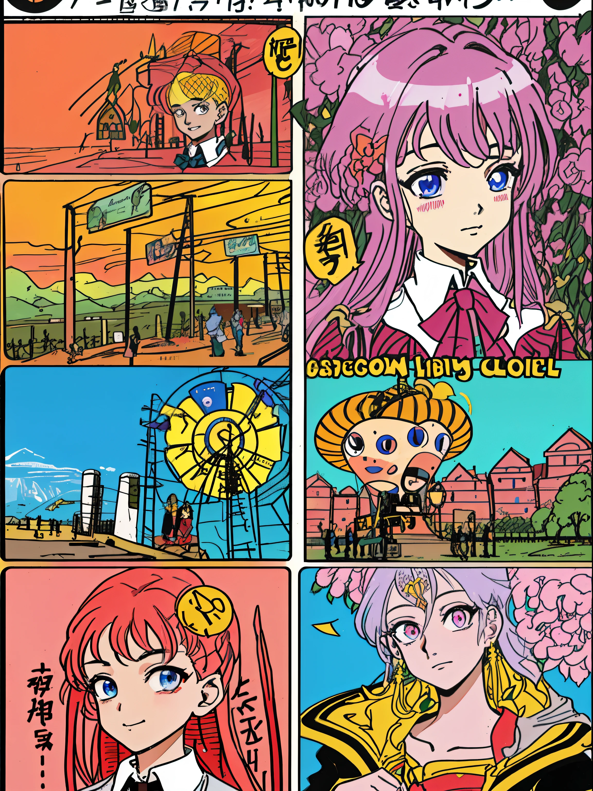 A cartoon picture of a woman with pink hair and a pink wig SeaArt AI