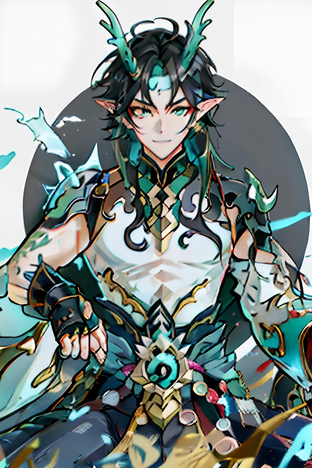 （absurderes，A high resolution，Hyper-detailing，hdr），Dragon’s horn