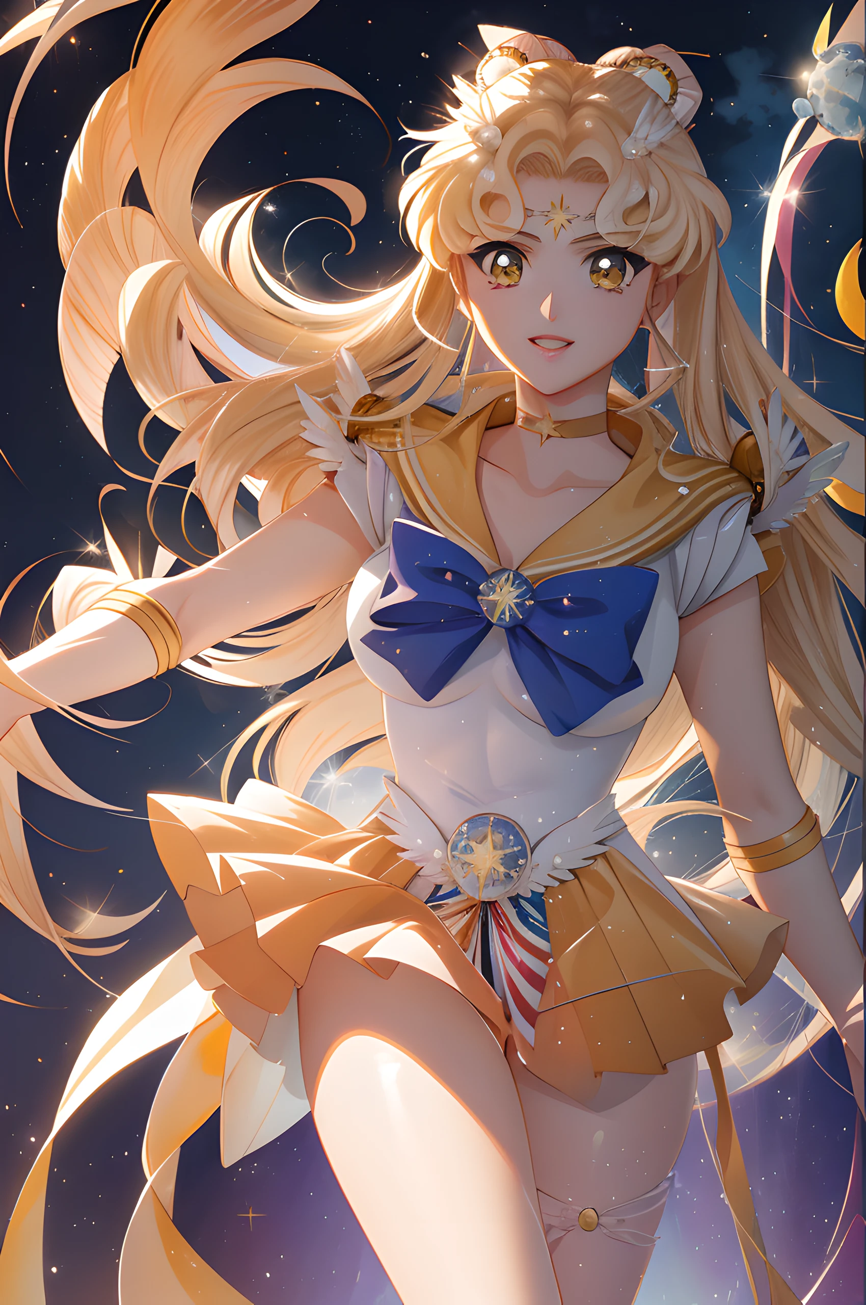 Garota anime com longos cabelos loiros e uma roupa de marinheiro, Artgerm JSC, portrait knights of zodiac girl, Artgerm extremamente detalhado, Estilo Sailor Moon, A Lua do Marinheiro. Beautiful, O Marinheiro Galaxia. Beautiful, por Sailor Moon, trending on artstation pixiv, Artgerm e Atey Ghailan, Artgerm em ArtStation Pixiv