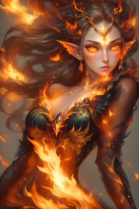 The Witch Of The Demon Who Casts The Fire Spell Beautiful Highly Detailed Hyperrealistic 7006