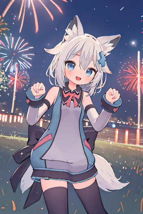 masterpiece, best quality, 1girl, solo, virtual youtuber, white hair, grey hair, hair between eyes, bangs, blue eyes, animal ear...