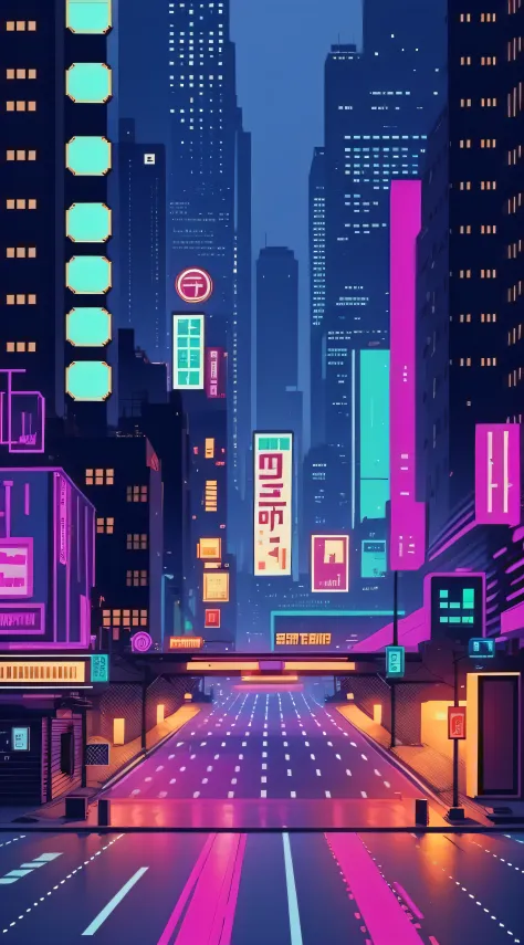 minimalist street night pixel