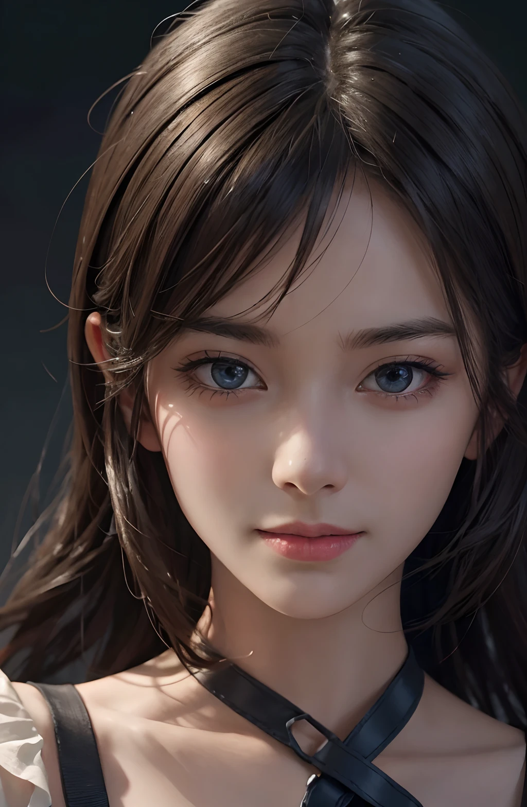 (ultra realistic) , (illustration), (increase resolution), (8K), (extremely detailed), (best illustration), (beautiful detailed eyes), (best quality), (ultra-detailed), (masterpiece),  (wallpaper), (detailed face), solo,1 girl, looking at viewers,  neon style, edge highlight, bokeh, HDR, Raw, delicate details, detailed faces, in the dark, deep shadow, low key,pureerosfaceace_v1, smile,