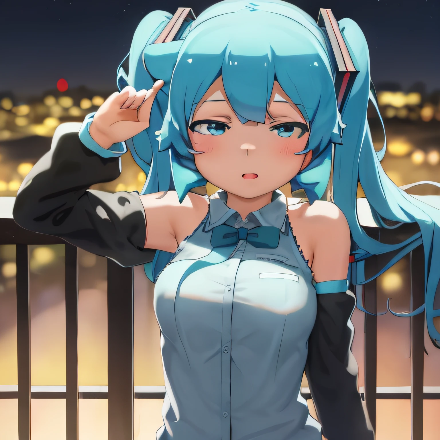 obra maestra, best_quality, 1girl, solo, abmayo, hatsune miku, fondo, escritorio, noche