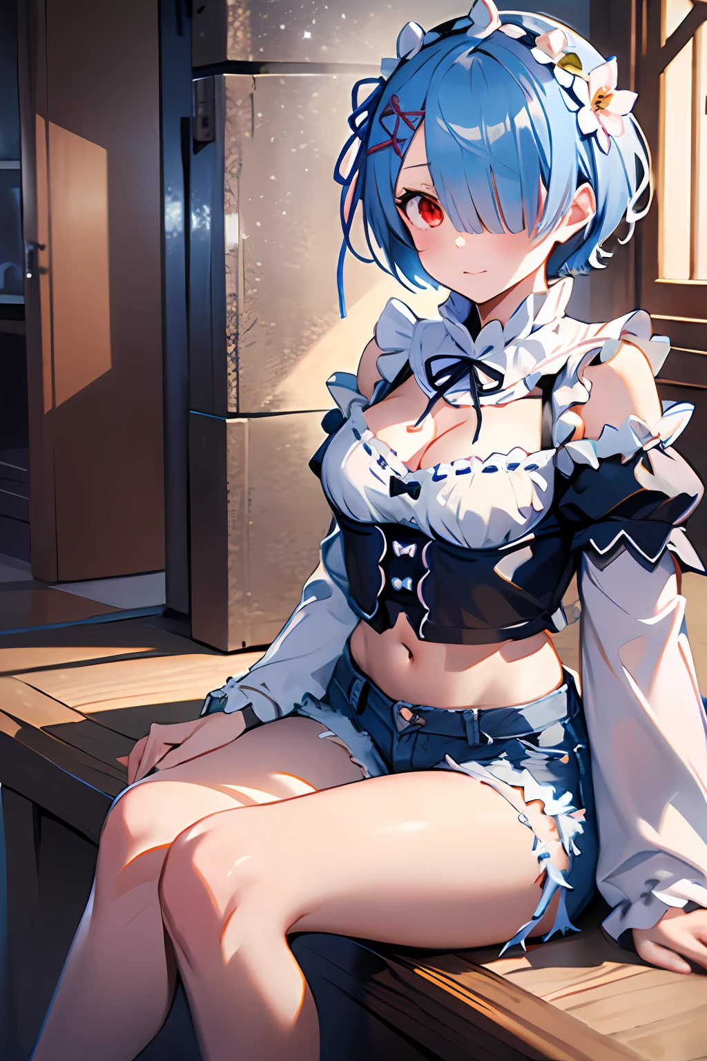 Anime girl sitting on a bench with her hands on her hips - SeaArt AI