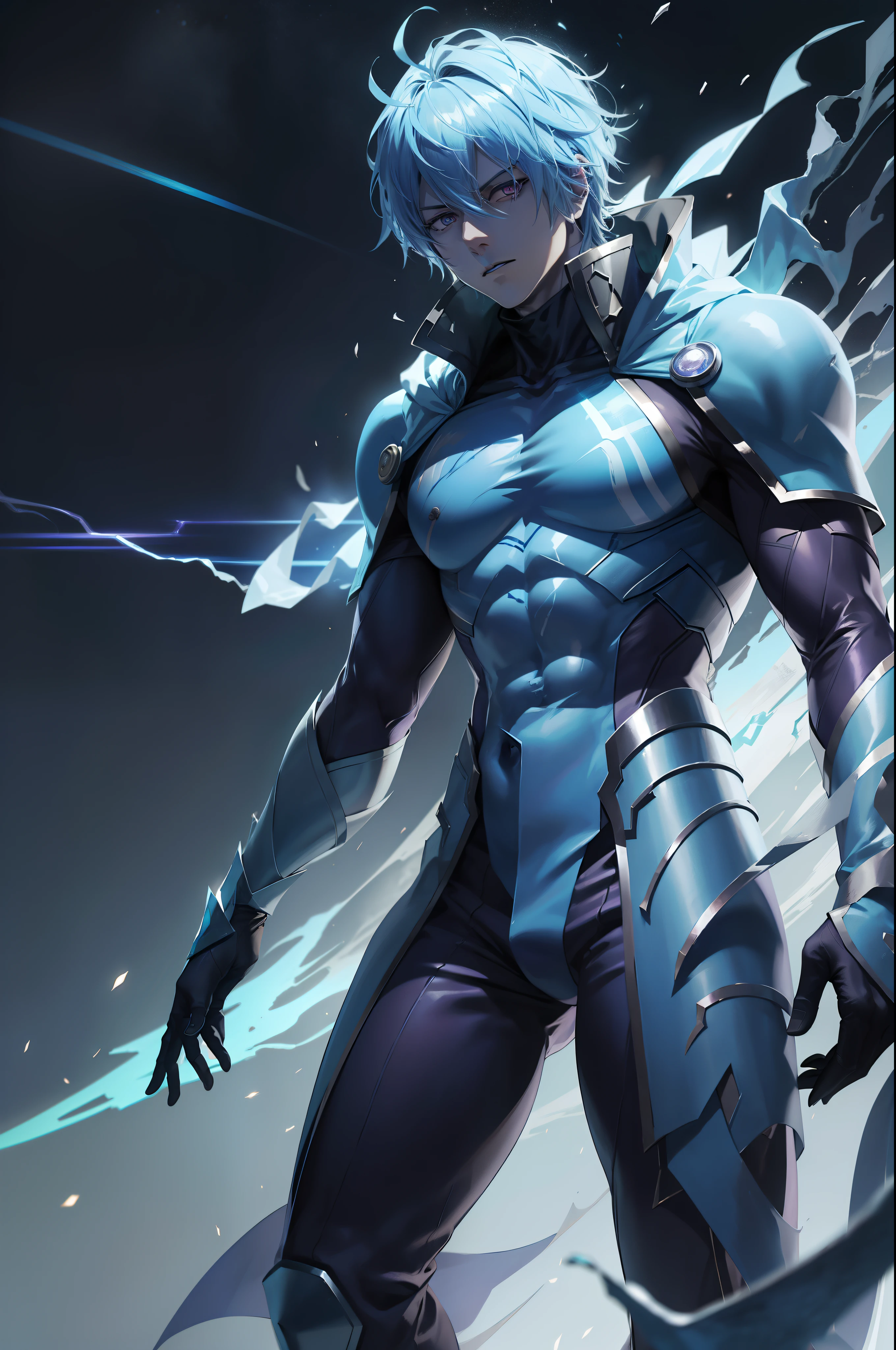 epic anime style, purple lightning, evil temperament, 20-year-old male shadow assassin, glowing black aura, shadow supervisor, handsome face, brilliant and majestic. Beautiful standard body and complete body structure. full body shot of a man with lightning in his hand, an epic anime about a purple energy man, in a battle stance with dark hair and glowing eyes looking at the viewer. Cool Gapmoe Yandere, menacing look, gintama's Hijikata Toushirou, inspired by Masanobu Okumura, the originator of the anime art style, Nobutaka Ike, the night war rages behind him. Highest image quality 8K, details everything 8K.