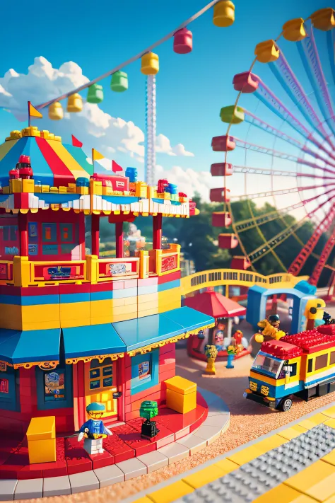 lego style，Amusement park scene，Rich color combination，Blind box style，toy model，voxels，The is very detailed，超高分辨率，8k ultra high definition --v 6