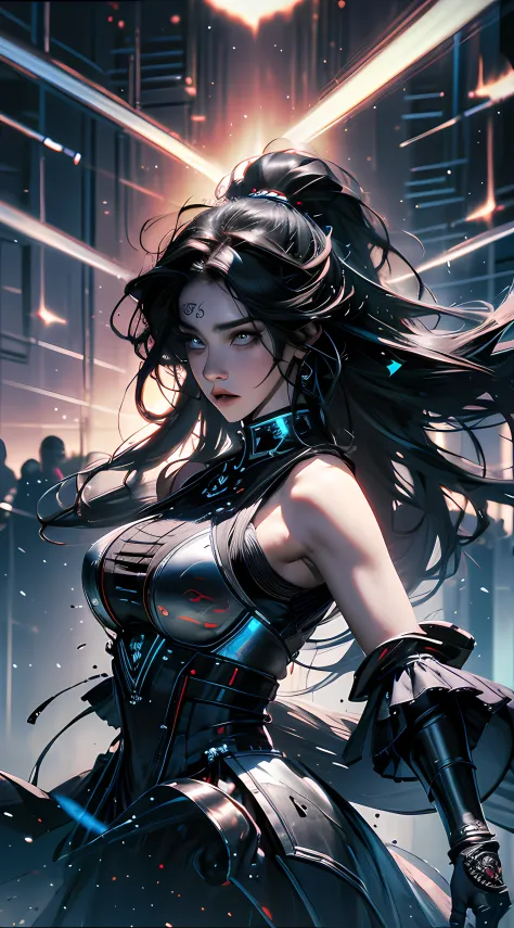 ((best quality)), ((masterpiece)), (detailed:1.4), 3d, an image of a beautiful cyberpunk female with thick voluminous hair,light...