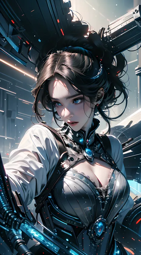 ((best quality)), ((masterpiece)), (detailed:1.4), 3d, an image of a beautiful cyberpunk female with thick voluminous hair,light...