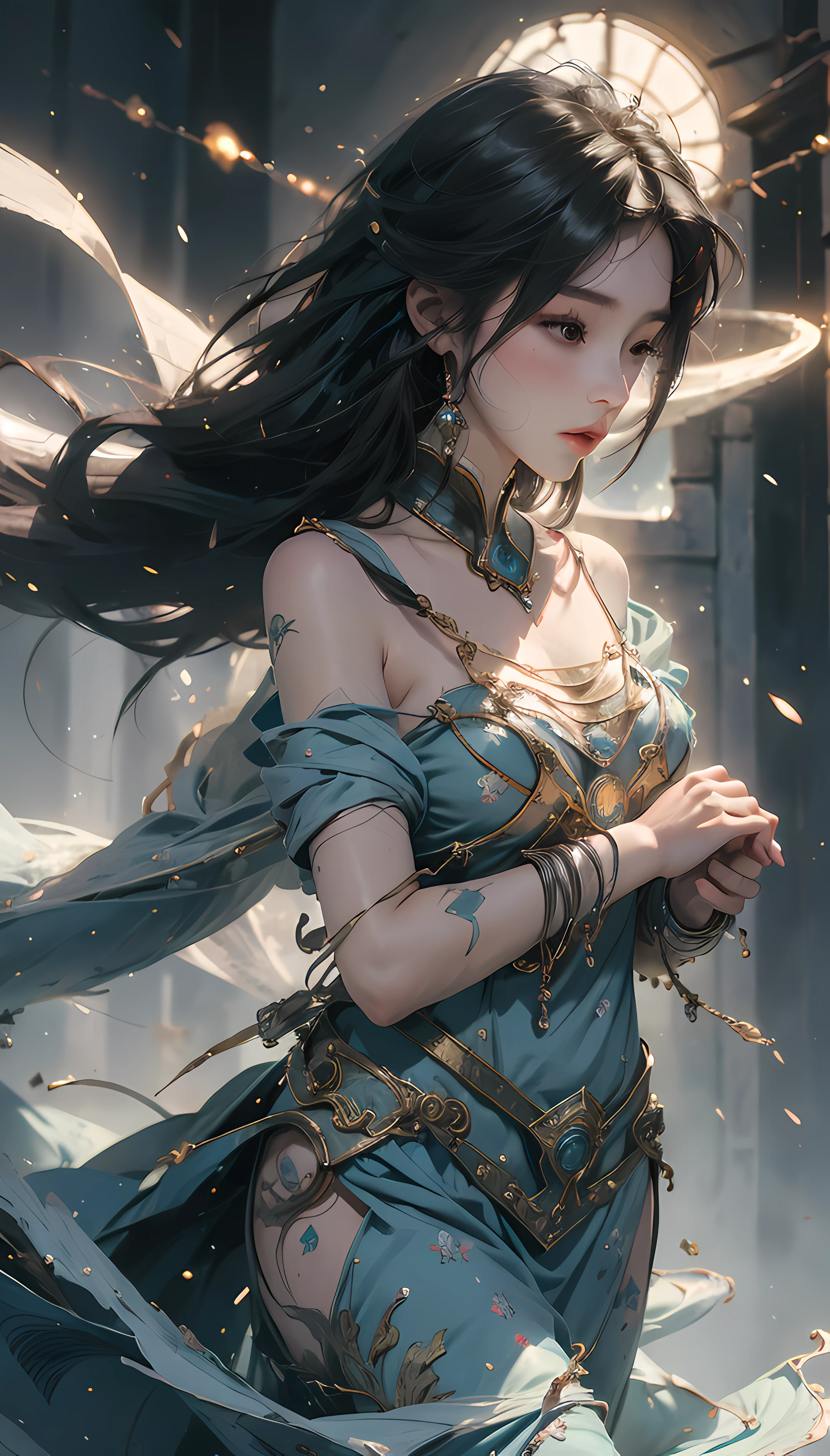 (1girl:1.3),solo,__body-parts__,
official art, unity 8k wallpaper, ultra detailed, beautiful and aesthetic, beautiful, masterpiece, best quality,Fantastical Atmosphere, Calming Palette, Tranquil Mood, Soft Shading,
Miko priestess, charm spell, talisman familiar, shrine maiden duties,