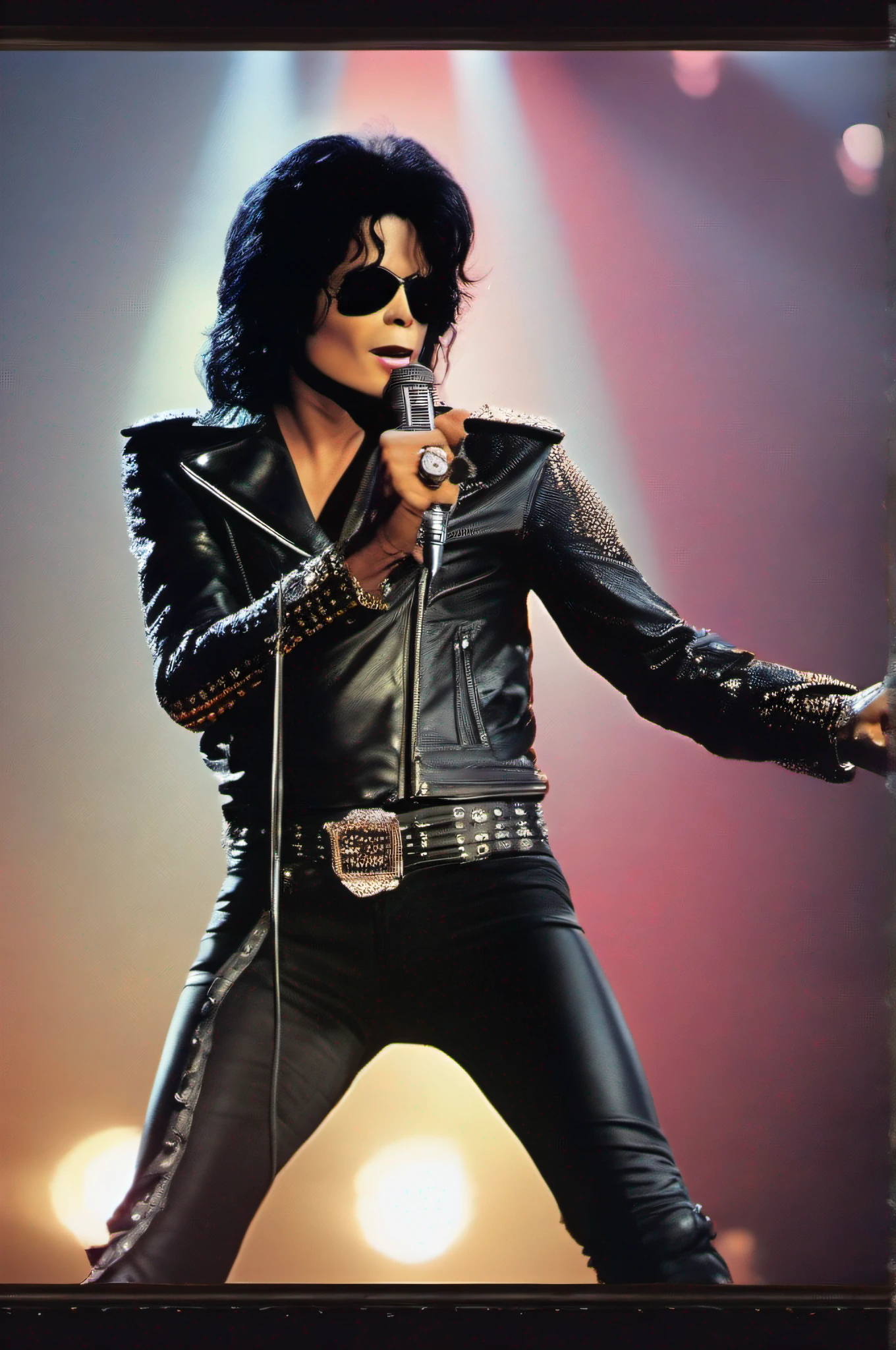 rock star, michael jackson, edgy, cool pose, leather jacket - SeaArt AI