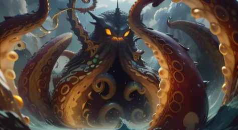 ((Best quality)), ((Masterpiece)), (Detailed)，Best quality , masterpiece

Hyper-realistic style, Multi-eyed octopus, Evil, Angry, On the sea, Smooth tentacles, suckers, Disgusting monsters

masterpiece, top notch quality, Best quality, offcial art, Beautif...