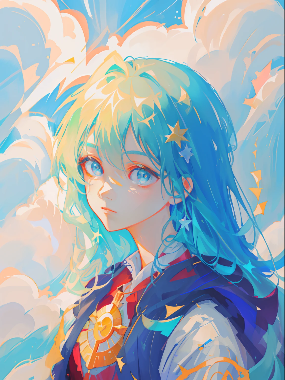 Lumière des étoiles curative，style moderne，non traditionnel，une couleur，Oeuvre de style Guviz，Guviz，belle peinture de personnage，Guvez sur ArtStation Pixiv，Guvitz sur la station d&#39;art Pixiv，superbe portrait de visage d&#39;anime，belles œuvres d&#39;art numériques，wlop rossdraws，art animé numérique détaillé，chef-d&#39;œuvre de Guweiz