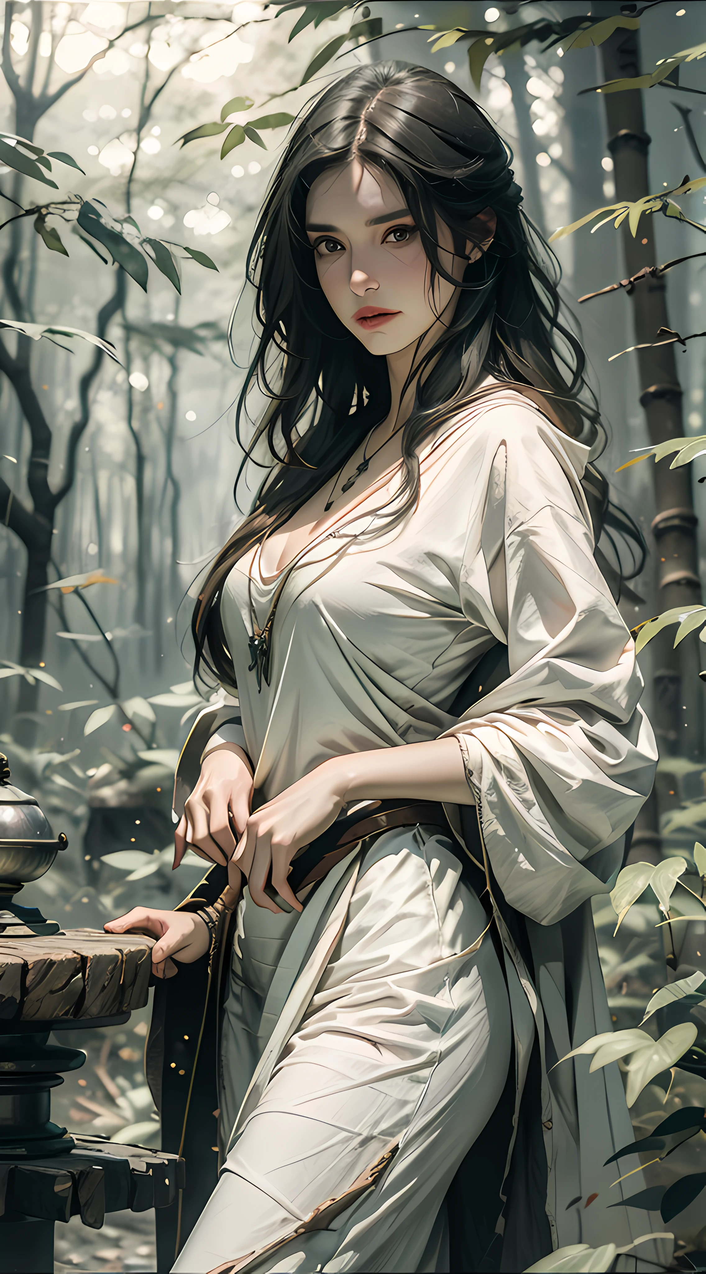 the witcher, White robe, walking stick, 废墟, Glow, magia