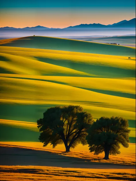 morning glow，On the steppe，The tree，mont，beautiful natural places，k hd