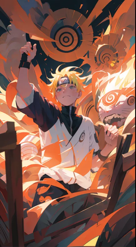 Uzumaki Naruto, 1boy, tmasterpiece, Best quality at best, The upper part of the body, sportrait, looking at viewert, closeup cle...