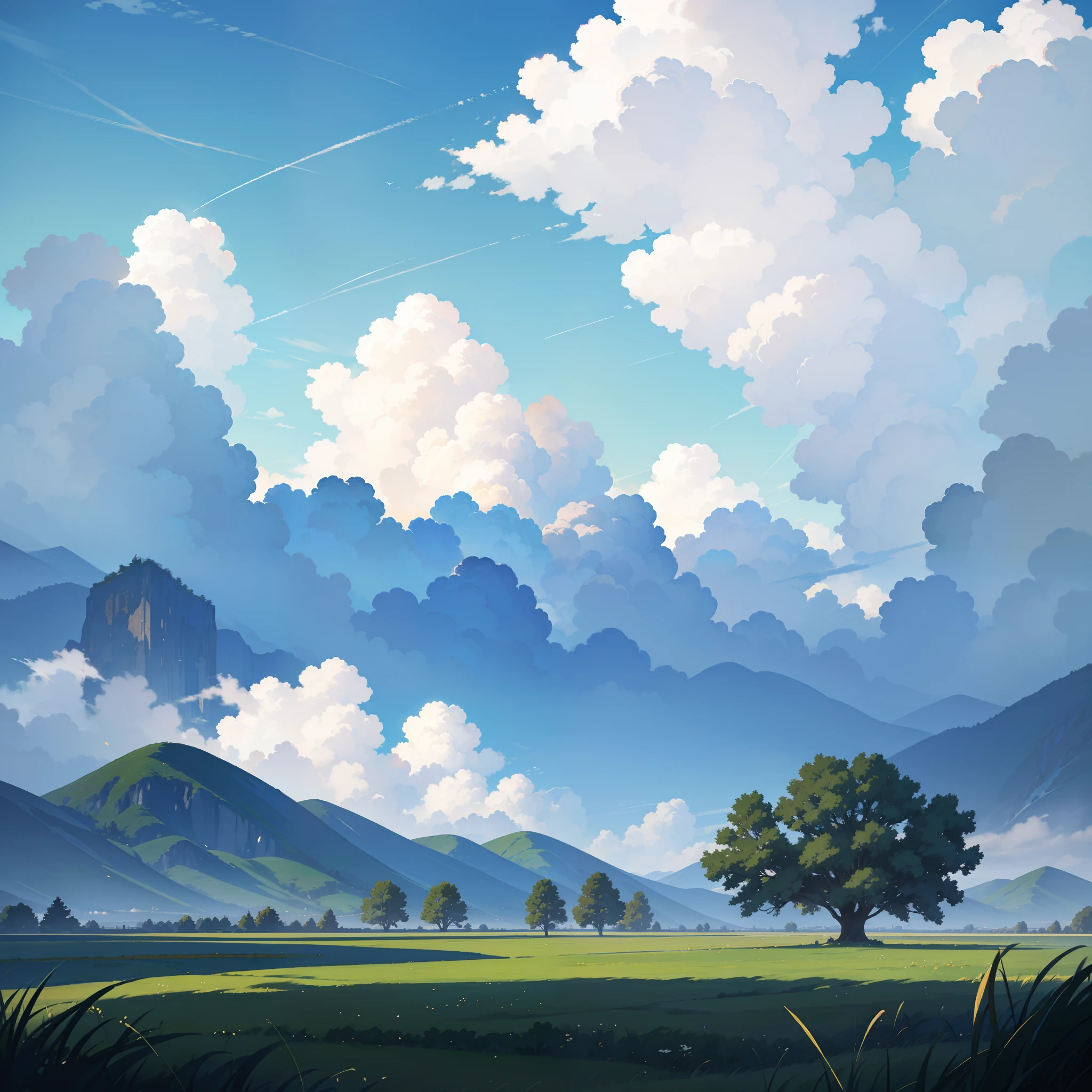 Cloudy Sky Background. Cartoon Atmospheric Anime Scenery with White Clouds  and Sunny Blue Summer Sky Stock Vector - Illustration of light, cloudscape:  251356700