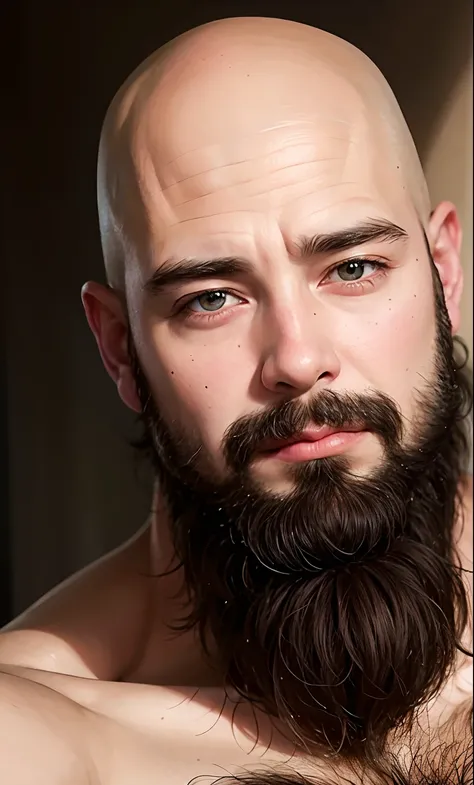 Hyper Realistic Portrait Super Detailed Sexy Face Bald Beard Bright Eyes Portrait Seaart Ai 4044