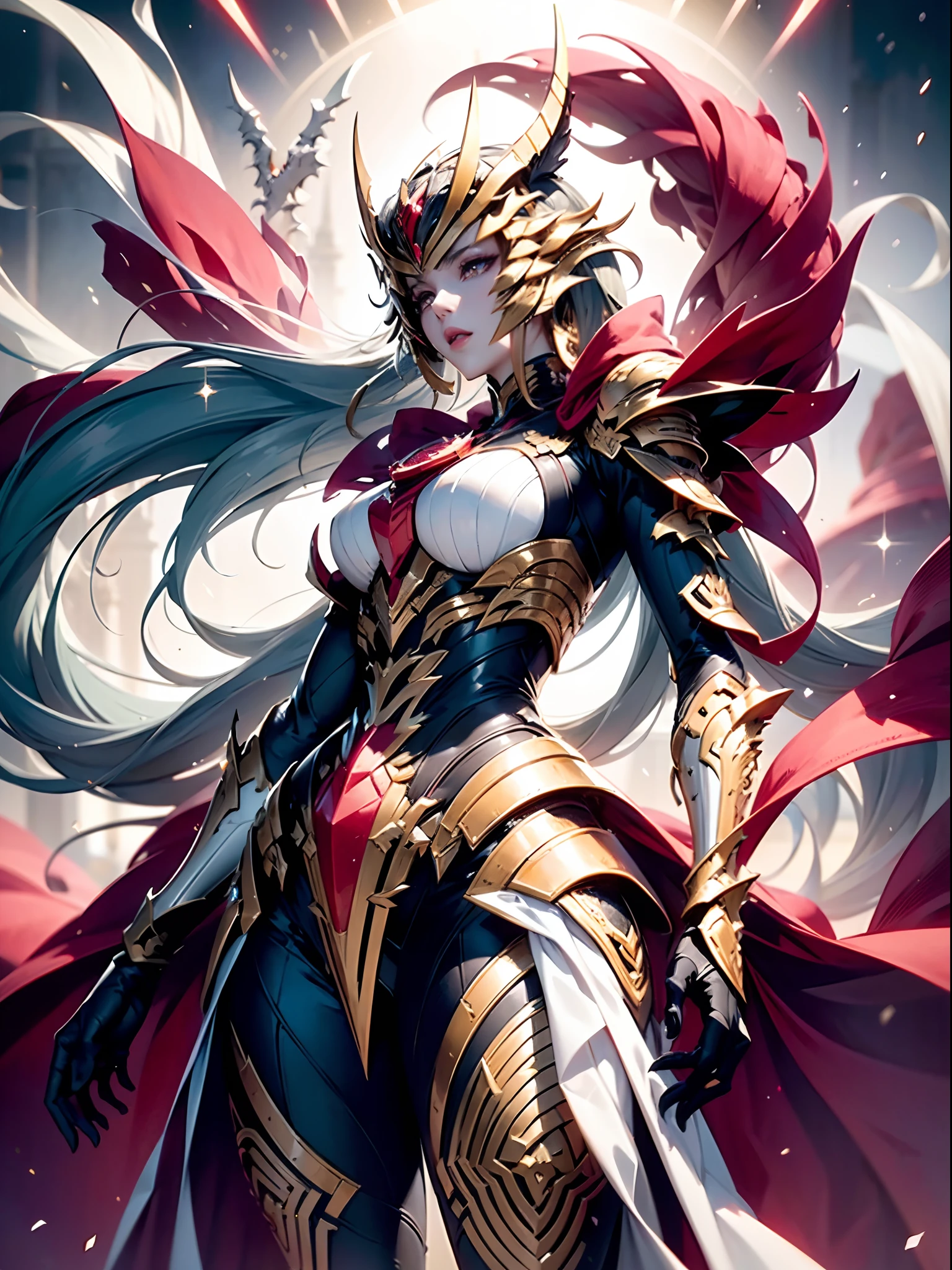 (masterpiece, top quality, best, official art, beautiful and aesthetically pleasing, long exposure: 1.2), imperator, smooth movement, charming patterns, 1 girl, (long dress with sleeves: 1.3), (((red armor dress) )), upper body close-up, bare shoulders, Chinese girl, blush, black lob hair, portrait, solo, upper body, looking at the observer, detailed background, detailed face, (crystallineAI, crystalline theme:1.1), elemental fire elf, rotation fire, control fire, ruby clothes, dynamic pose, floating particles, ethereal dynamics, fire, vapor, magma in the background, red tint, volcano, ethereal atmosphere,1 japanese, WARFRAME, prime,rhino prime,volt prime,saryn prime dynamic pose, intricate pattern, heavy metal, energy lines, faceless, glowing eyes, long silver hair, wind blown hair, elegant, intense, blood red and black uniform, bloody wings, solo, desert, sunny, bright, claws, dramatic lighting, (masterpiece:1.2), best quality, high resolution, beautiful detailed, extremely detailed, perfect lighting, zhongfenghua, from below