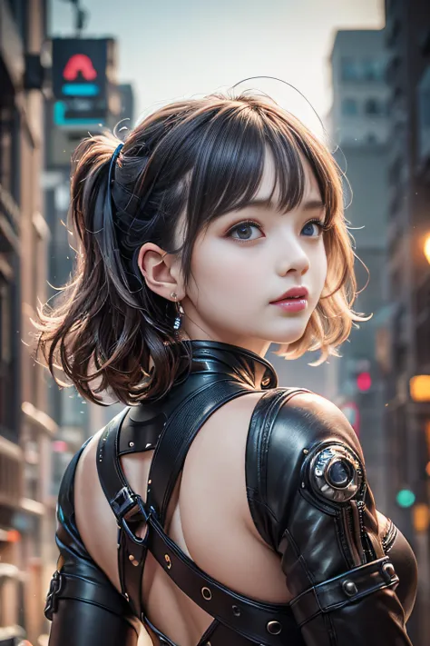 (top-quality,8K,32K,​masterpiece,nffsw:1.3),超A high resolution,(Photorealsitic:1.4),Raw photo, cyber punk Girl, Cute face in det...