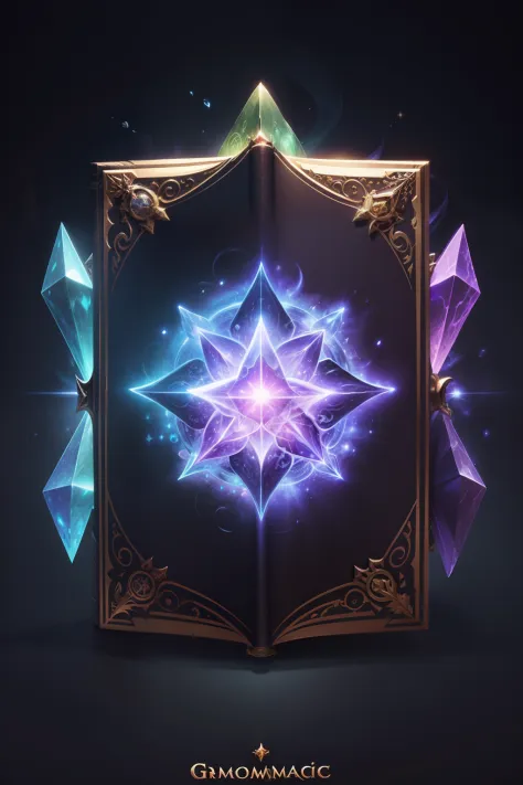 naturemagic , magical energy fantasy, grimoire, A book of spells in mystical cover, studded with a gem,gameicon,masterpiece,best quality,ultra-detailed,masterpieces, HD Transparent background,