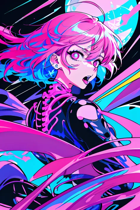 Neon Dreams, (Masterpiece, Best quality, Ultra-detailed, A high resolution, Best Illustration),Perfect face, ((Solo, solofocus, ...