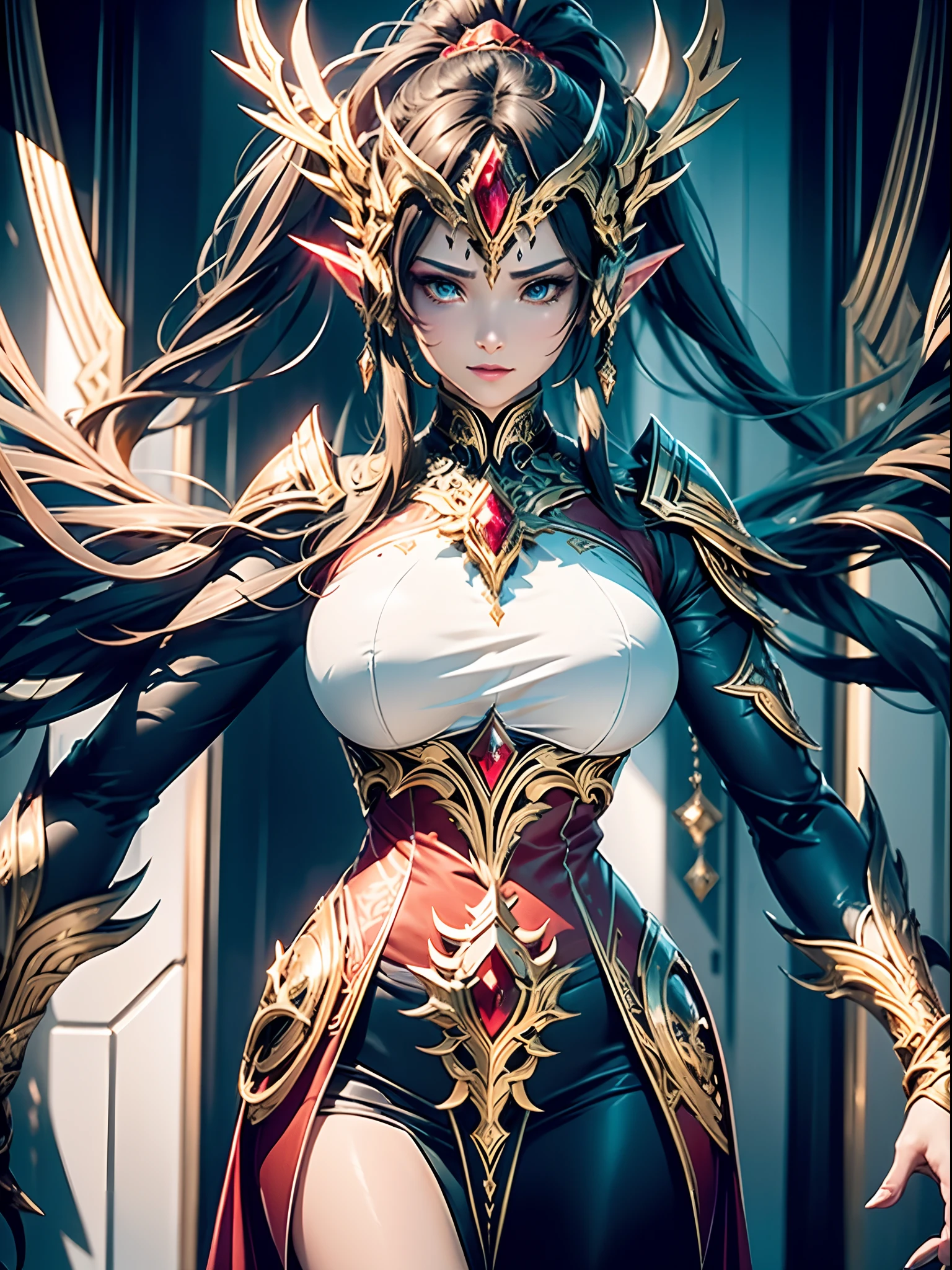 (masterpiece, top quality, best, official art, beautiful and aesthetically pleasing, long exposure: 1.2), smooth movement, charming patterns, 1 girl, (long dress with sleeves: 1.3), (((white-gold red imperator armor) )), upper body close-up, bare shoulders, Chinese girl, blush, black lob hair, portrait, solo, upper body, looking at the observer, detailed background, detailed face, (crystallineAI, crystalline theme:1.1), elemental fire elf, rotation fire, control fire, ruby clothes, dynamic pose, floating particles, ethereal dynamics, fire, vapor, magma in the background, red tint, volcano, ethereal atmosphere,1 japanese, WARFRAME, prime,rhino prime,volt prime,saryn prime dynamic pose, intricate pattern, heavy metal, energy lines, faceless, glowing eyes, long silver hair, wind blown hair, elegant, intense, blood red and black uniform, bloody wings, solo, desert, sunny, bright, claws, dramatic lighting, (masterpiece:1.2), best quality, high resolution, beautiful detailed, extremely detailed, perfect lighting, zhongfenghua, from below