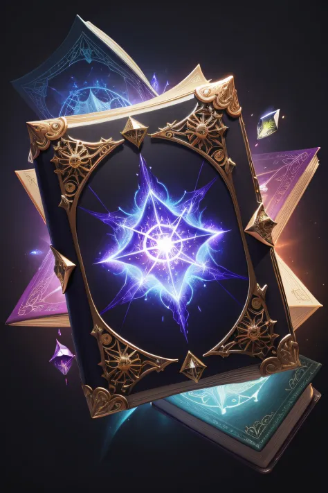 naturemagic , magical energy fantasy,
grimoire,
A book of spells in mystical cover, studded with a gem,gameicon,masterpiece,best quality,ultra-detailed,masterpieces, HD Transparent background,