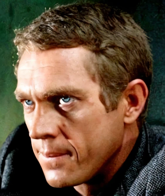 Portrait of Steve McQueen、Big blue eyes、American film actor