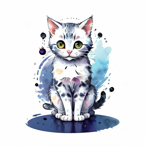 circular design, logo art, (cat design with blueberry),(on the table), fantasy, colorful, vintage,  charming: white background, ...