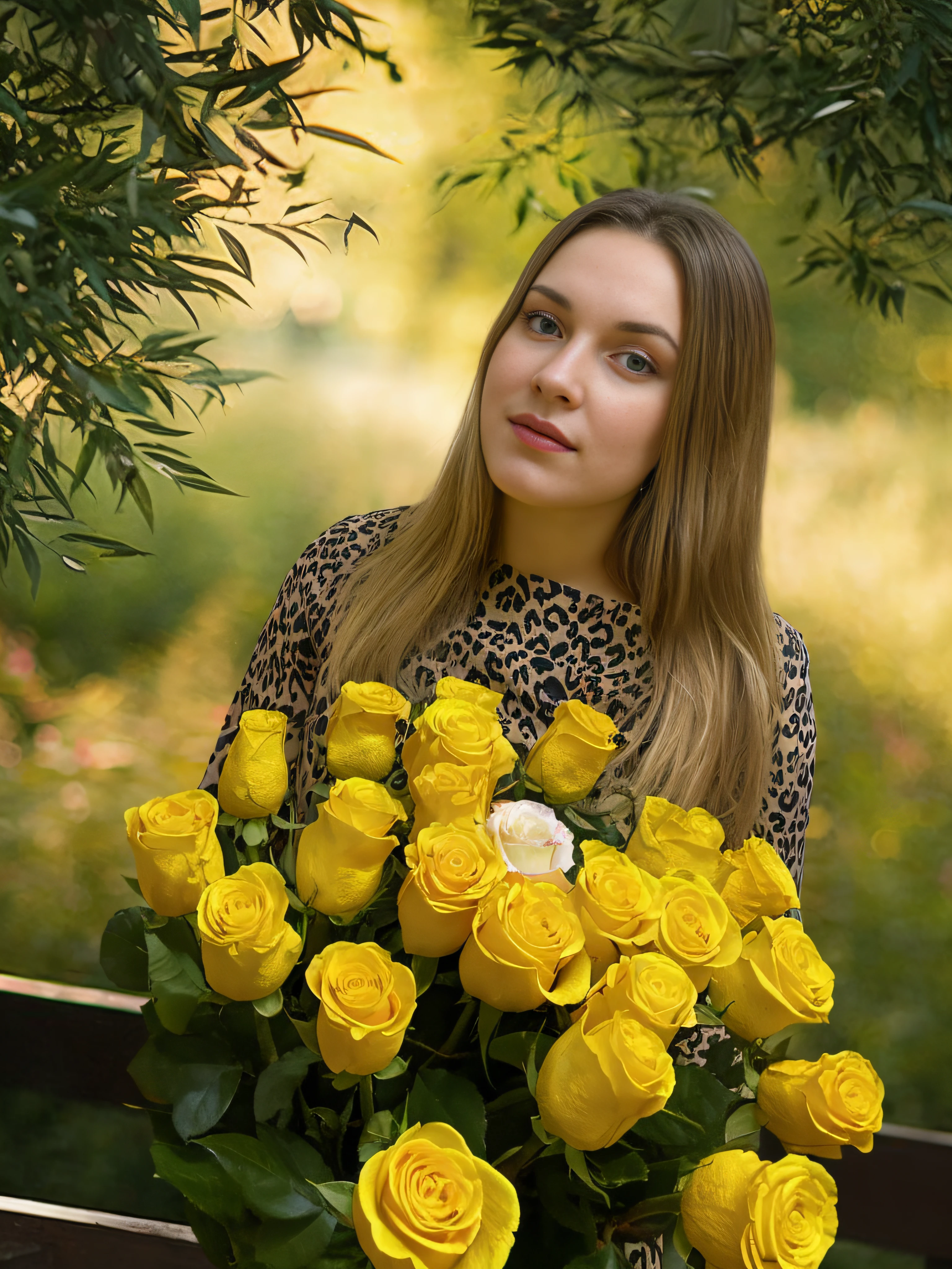 Tips
Variations
On the bench, Woman holding bouquet of yellow roses, with flowers, by Maksimilijan Vanka, a  photo of a, made on Nikon D750, a  photo of a, made on Nikon D 7 5 0, anna nikonova, handsome girl, alina ivanchenko, anastasia ovchinnikova, Beautiful lady, ukrainian girl, female portrait with flowers, yelena belova, beautiful hair, foto realista, hyper realisitc