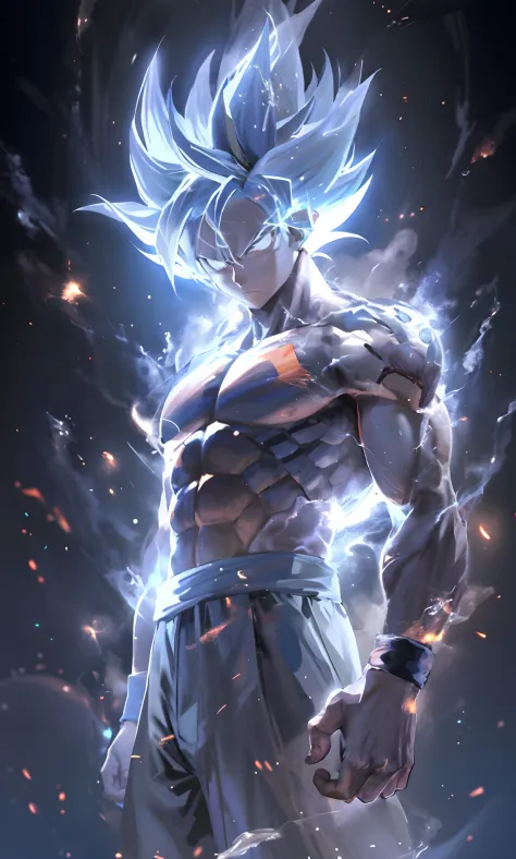 One body is very large，Close-up of a person with a very large body，ultra instinct，Epic anime of energy people，4K comic wallpaper...