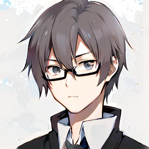 Anime boy with glasses and tie wearing black jacket, inspired by Okumura Togyu, inspirado em Okumura Masanobu, anime moe art sty...