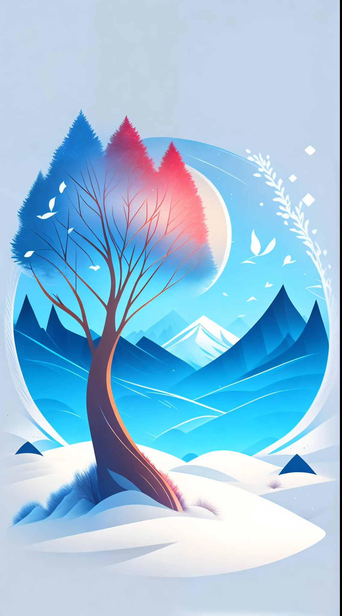 uma árvore de abeto em uma paisagem de inverno, desenho de camiseta, rzminjornada, arte vetorial
