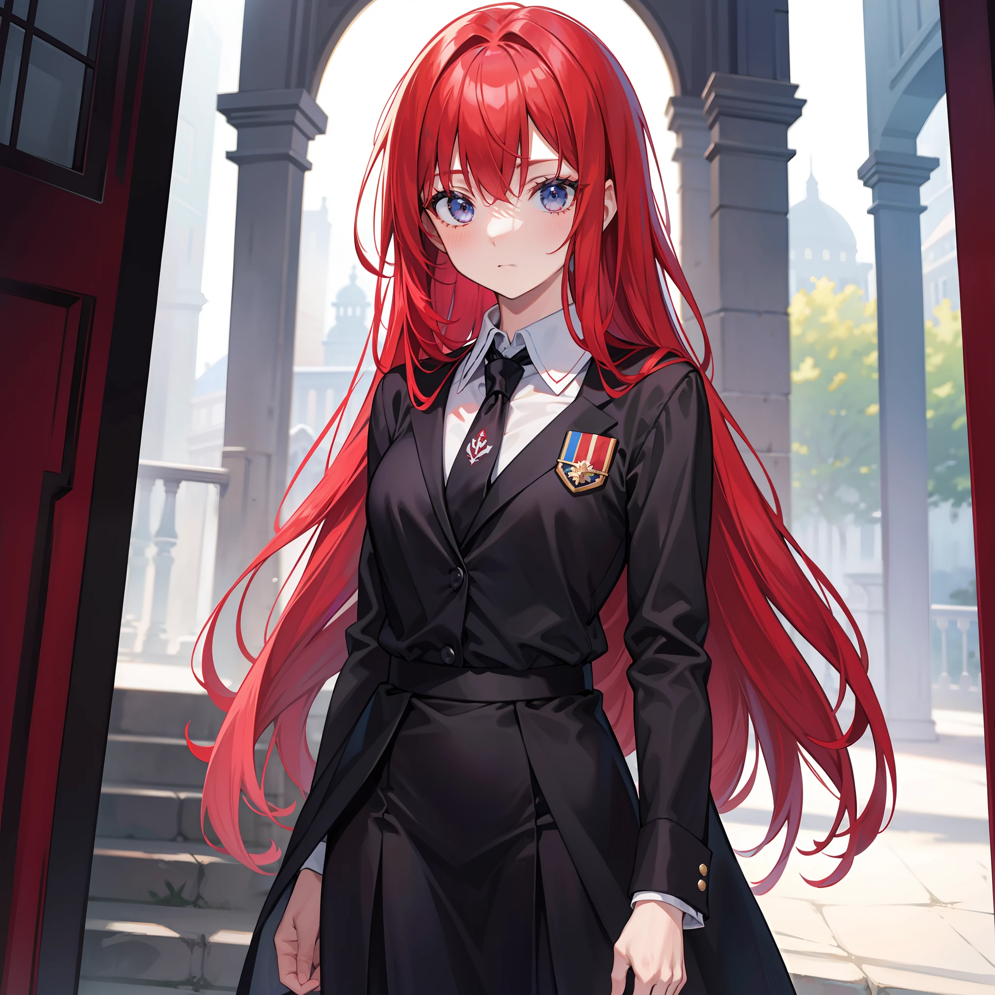الأخت الملكية ذات الشعر الأحمر الرياضية ذات ربطة عنق حريرية سوداء