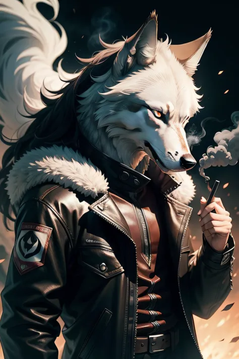 wolf jacket anime wallpaper fantasy smoke