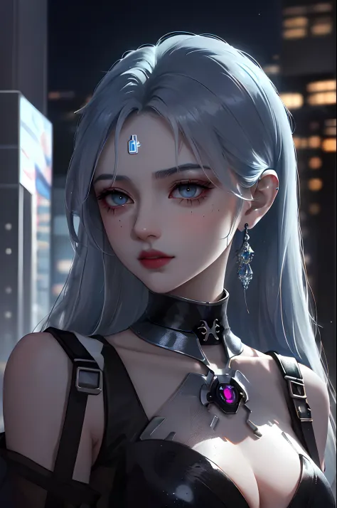 In a neon-lit dystopian cityscape, amidst the flickering holographic billboards and towering metallic structures, stood a remarkable young woman who seemed to embody both grace and power. Her striking appearance immediately drew attention as her long hair ...