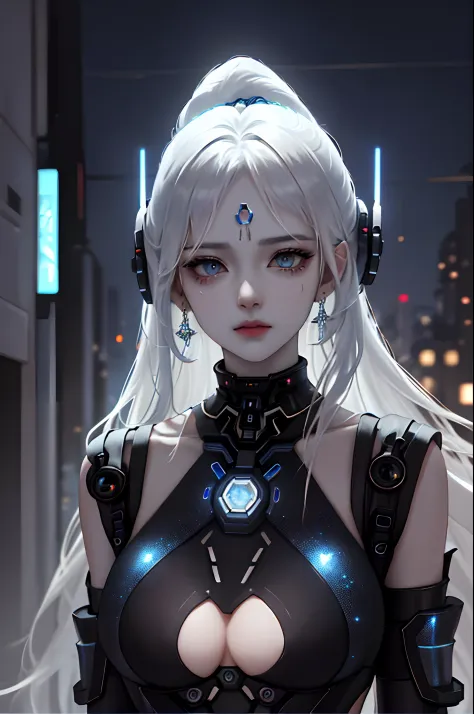 In a neon-lit dystopian cityscape, amidst the flickering holographic billboards and towering metallic structures, stood a remarkable young woman who seemed to embody both grace and power. Her striking appearance immediately drew attention as her long hair ...