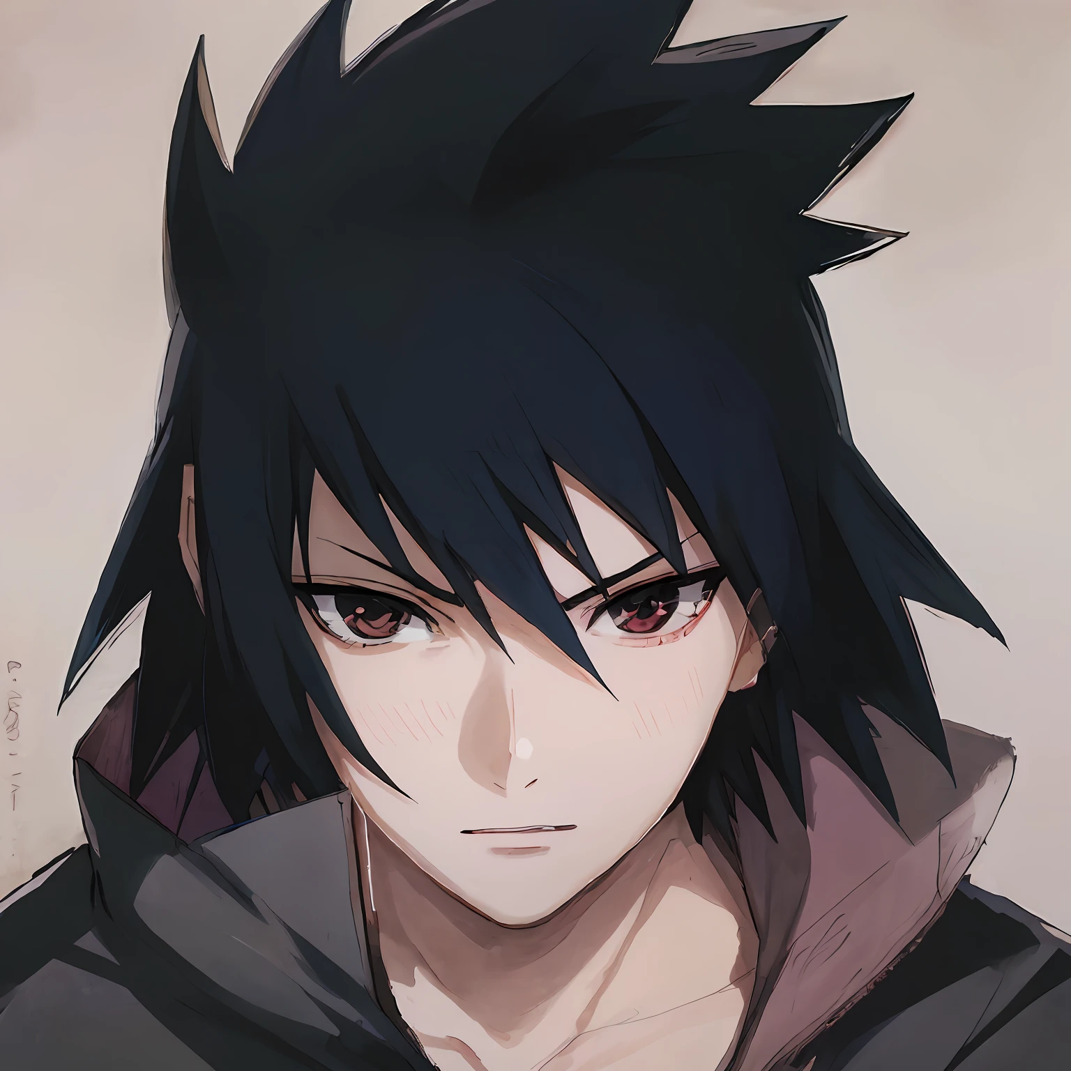 Anime-Junge mit schwarzen Haaren und blauen Augen, der eine schwarze Jacke trägt, Sasuke uchiha, madara uchiha, itatchi uchiha, realistische Anime-Kunst, von Naruto, Anime-Stil semi-realista, beeindruckendes Anime-Gesichtsporträt, Anime-Stil masculino, Anime-Charakterporträt, Detaillierte Anime-Charakterkunst, Okata Kazuto., retrato Anime-Stil, Anime-Stil", Anime-Porträt