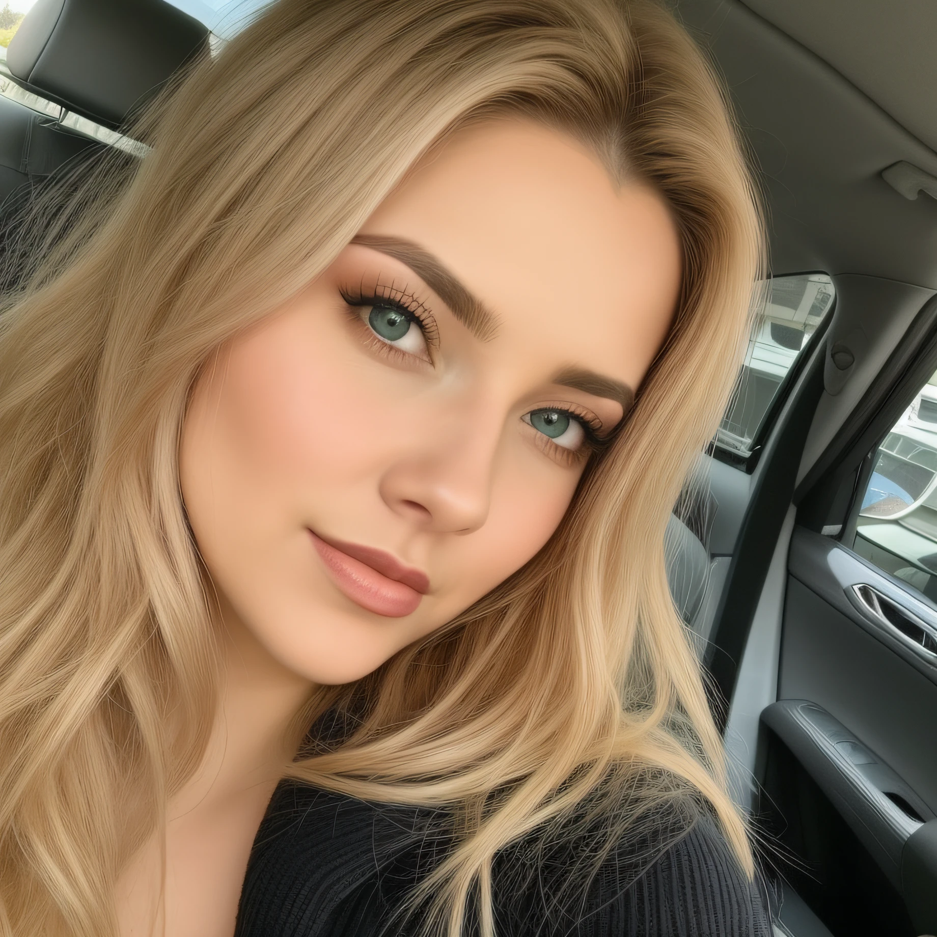 Femme blonde aux cheveux longs dans une voiture dans une veste noire, Elena Belova, Anastasia Ovchinnikova, petite amie russe, Angelina Stroganova, Anna Nikonova alias Newmilky, Victoria Gavrilenko, irina nordsol kuzmina, Alexandra Waliszewska, Taran Dasha, longs cheveux blonds et grands yeux