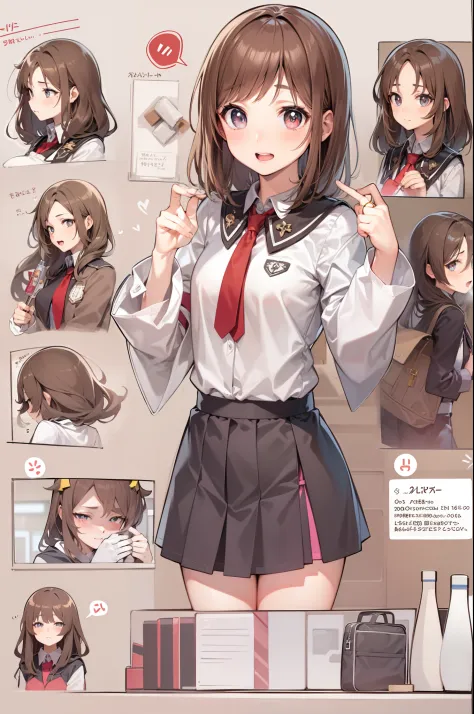 Two-dimensional style，style of anime，one-girl, pupils，Prepare to go out with brown hair, High detail, hyper HD, Anatomically cor...