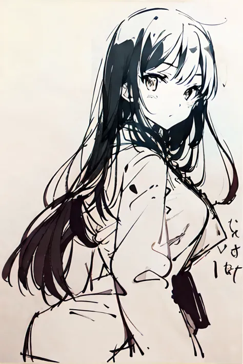 pen_sketch_style, 1girl, solo, ink, sketch,