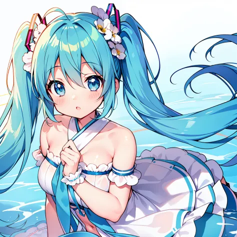 miku hatsune、birthday、39、Light blue twin tails、Mare、Skysky、Delicat eyes、1girl in、with light glowing、top-quality