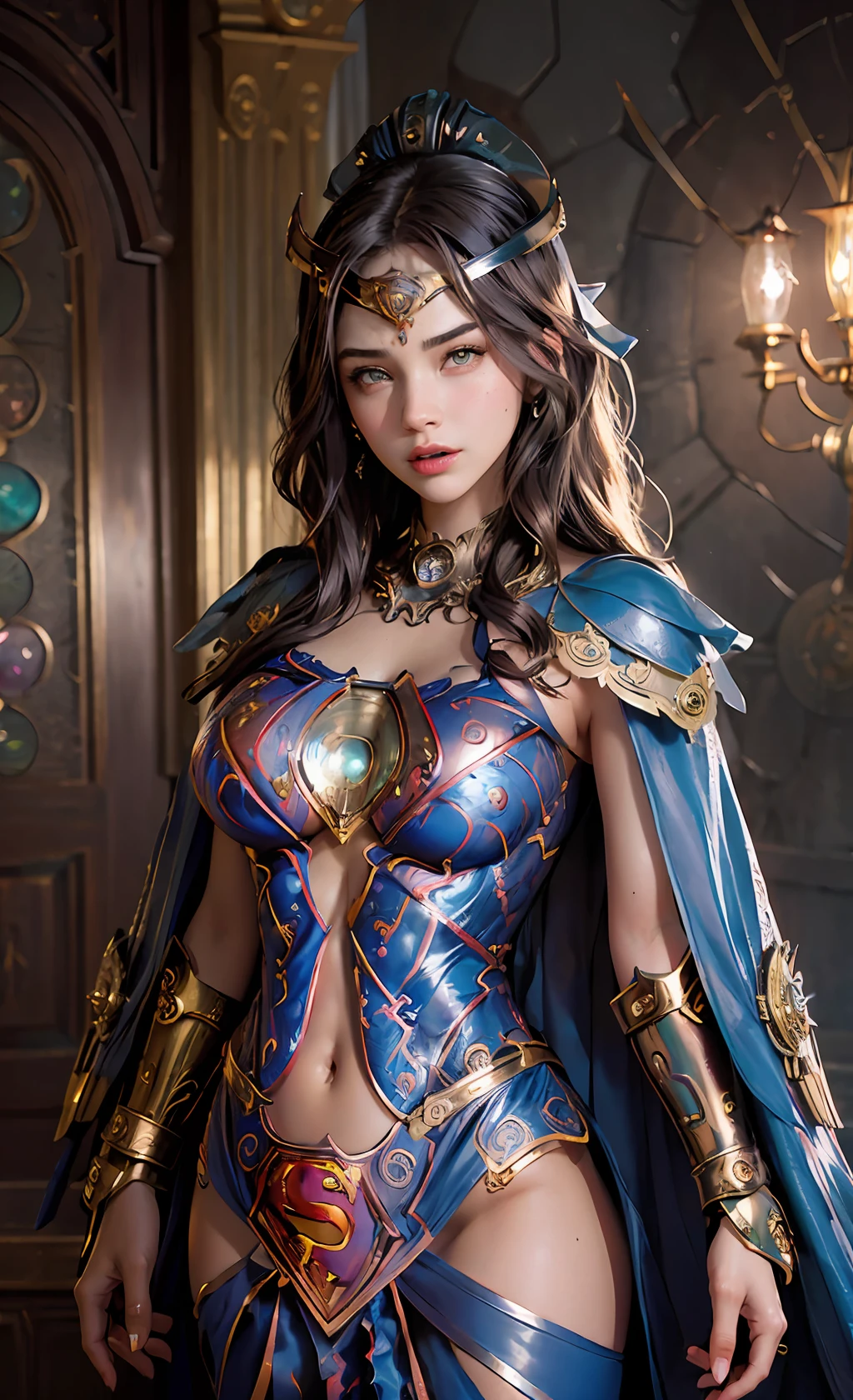 (filigree:1.3),(steampunk:1.4),
(masterpiece),(best quality:1.0), (ultra highres:1.0), detailed, 1 young girl, detailed beautiful skin, face focus, detailed eye, upper body,
Anger, Sarcasm, Swearing, Akimbo, Accusation, Angry, Frowning, Open mouth, Open nose, Indifferent, Arrogant, detailed frilled bra,
(Superheroine:1.98),
Moist lips, gorgeous accessories, Ornate accessories, silver crowns, Ornate bracelets, Ornate rings, princess, fantasy world, palace, full body,((miranda kerr|Gal Gadot|kendell jenner|lalisa manobal|Charlize Theron|Dakota Johnson|Emma Watson  face)),(diamond over :1.4), nipple sticker,
diamonds, ruby, tattoo below navel,prestige, gorgeous, luxury, royal palace, jewelry, gem, gold, silver, diamond, glint, sapphire, ruby, emerald, pearl, amber, obsidian,, nipple sticker, tattoo,
red|green|blue|green|orange eyes,(pelvic curtain:1.5), aperture 1.4,(deep of length:1.4)