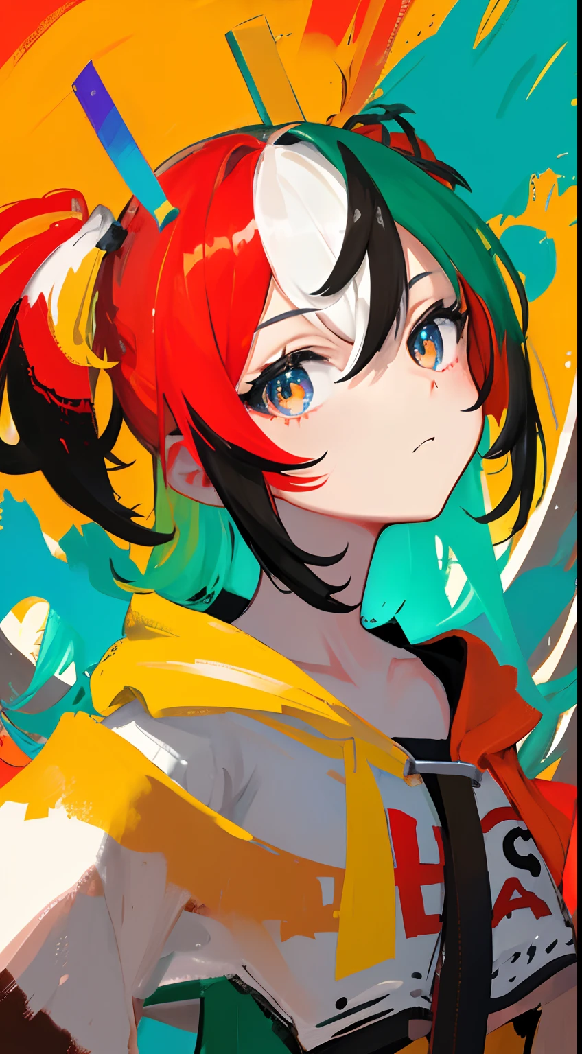 (figure: hakos baelz), (flat color:0.9),(colorful:1.1),(masterpiece:1,2), best quality, masterpiece, highres, original, extremely detailed wallpaper, looking at viewer,,,1girl,独奏,Portrait,depth of field,oil painting,dynamic pose