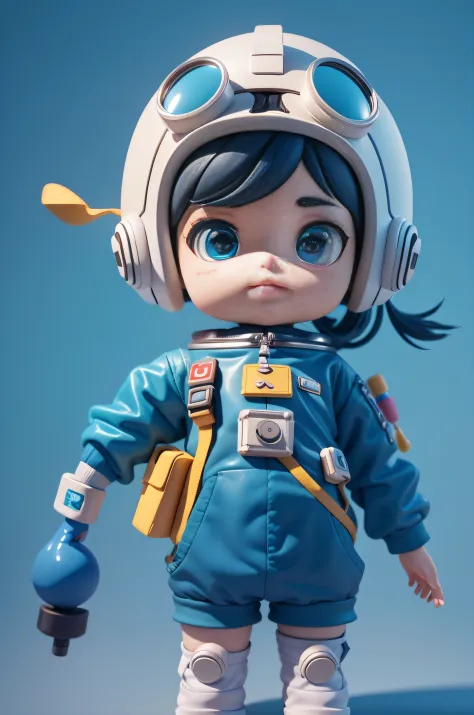 Close-up of toys wearing helmet and goggles, Stylized 3 D, cute 3 d render, 3 d render stylized, Astronaut Cyberpunk Electric, 3 d character, 3d character, among us character, Cute! C4D, blue face unreal engine, Personagem pequeno. Unreal Engine 5, stylize...