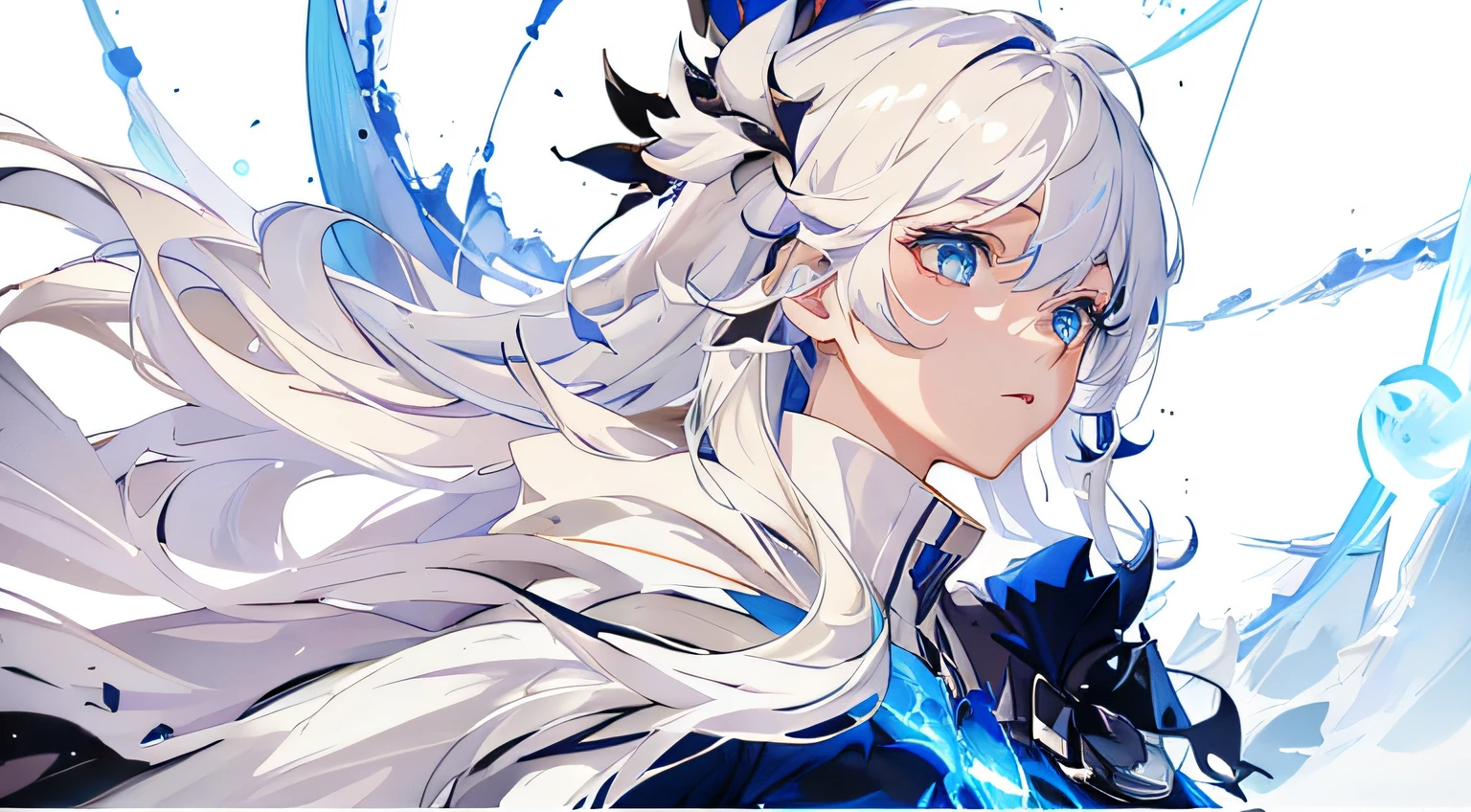 anime girl with white hair and blue eyes holding a sword, trending on  artstation pixiv, Anime art wallpaper 8 K, Anime art wallpaper 4k, Anime  art wallpaper 4 K - SeaArt AI