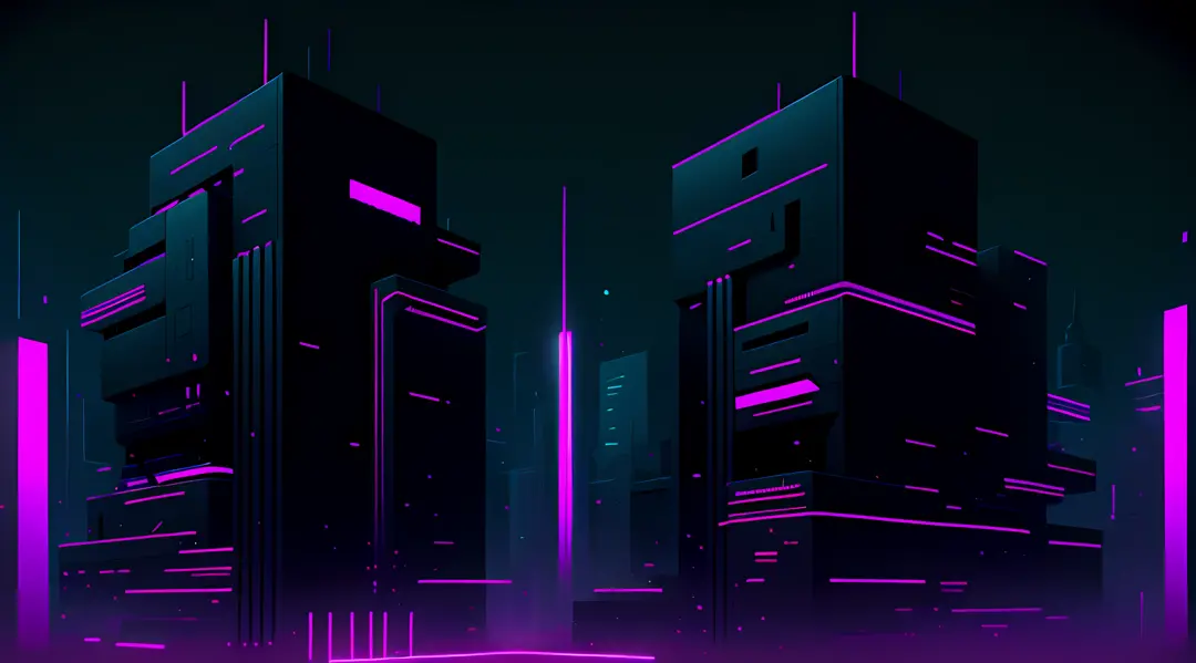 Dark Hall minimalistisch, Cyberpunk, 8K, Neonlicht, Hintergrund