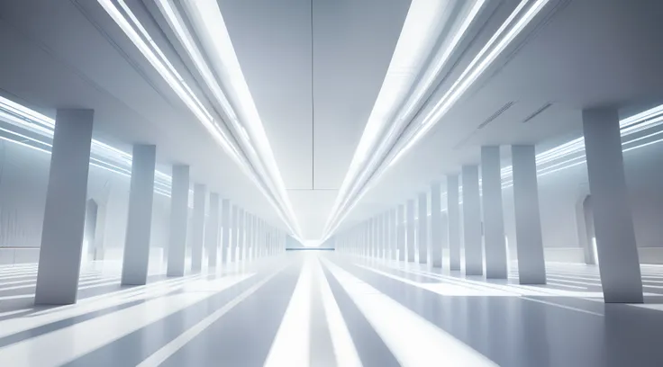 arafed hallway with a long glass floor and a long ceiling, futuristic ...