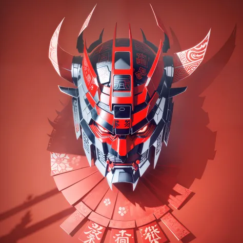 Optimus Prime ((Oni Hannya samurai mask with Kabuto's ancient samurai helmet)))), (((Masterpiece))), Best Quality, ((The Japanes...
